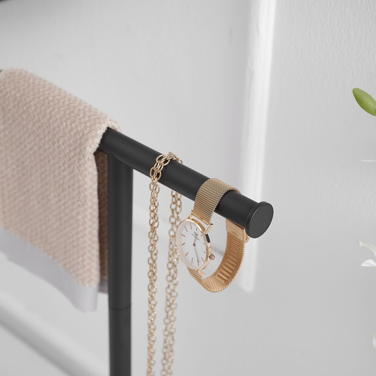 T-Shape Toilet Paper Holder with Natural Marble Base Matte Black - buyfaucet.com