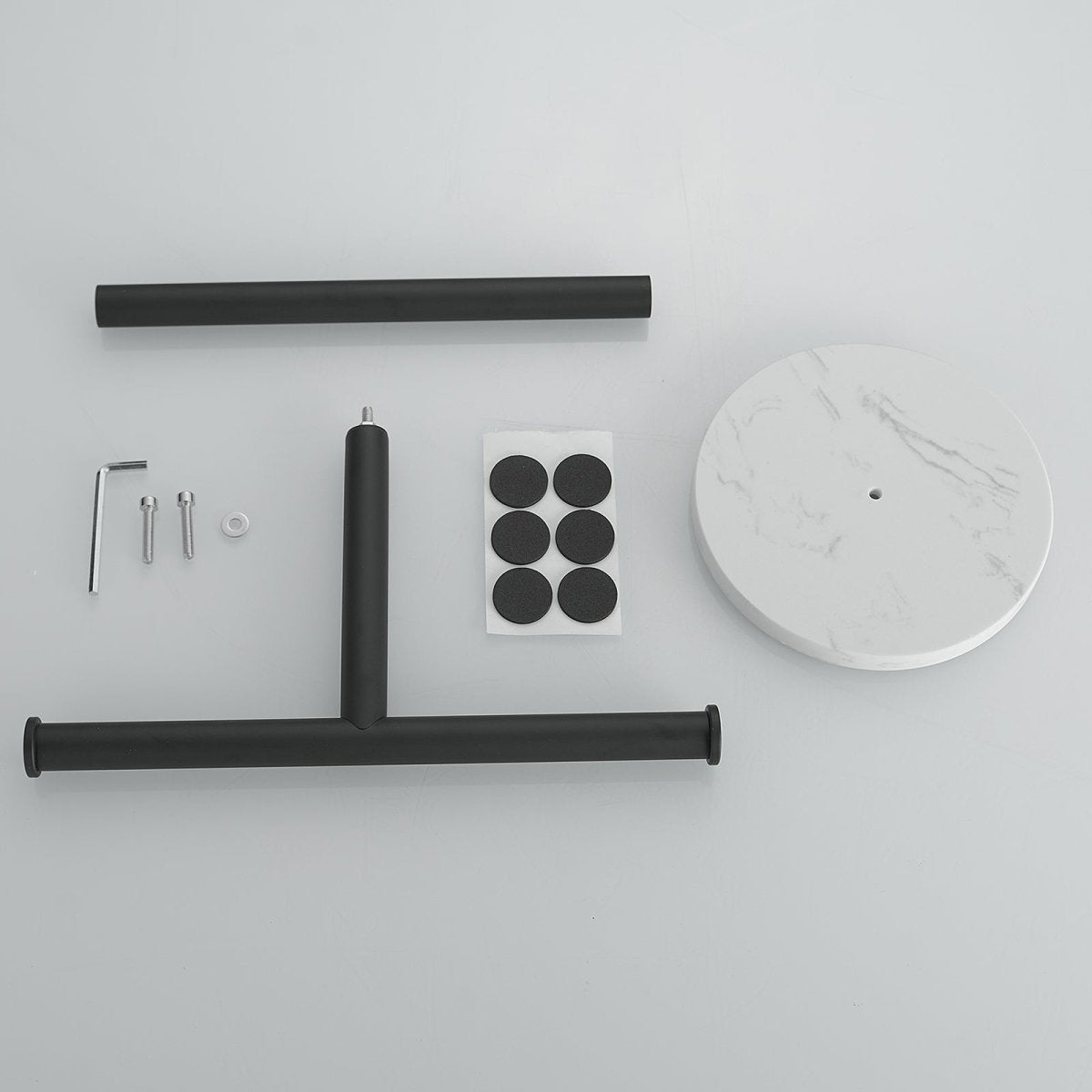 T-Shape Toilet Paper Holder with Natural Marble Base Matte Black - buyfaucet.com