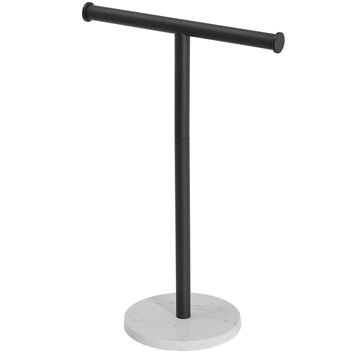 T-Shape Toilet Paper Holder with Natural Marble Base Matte Black - buyfaucet.com