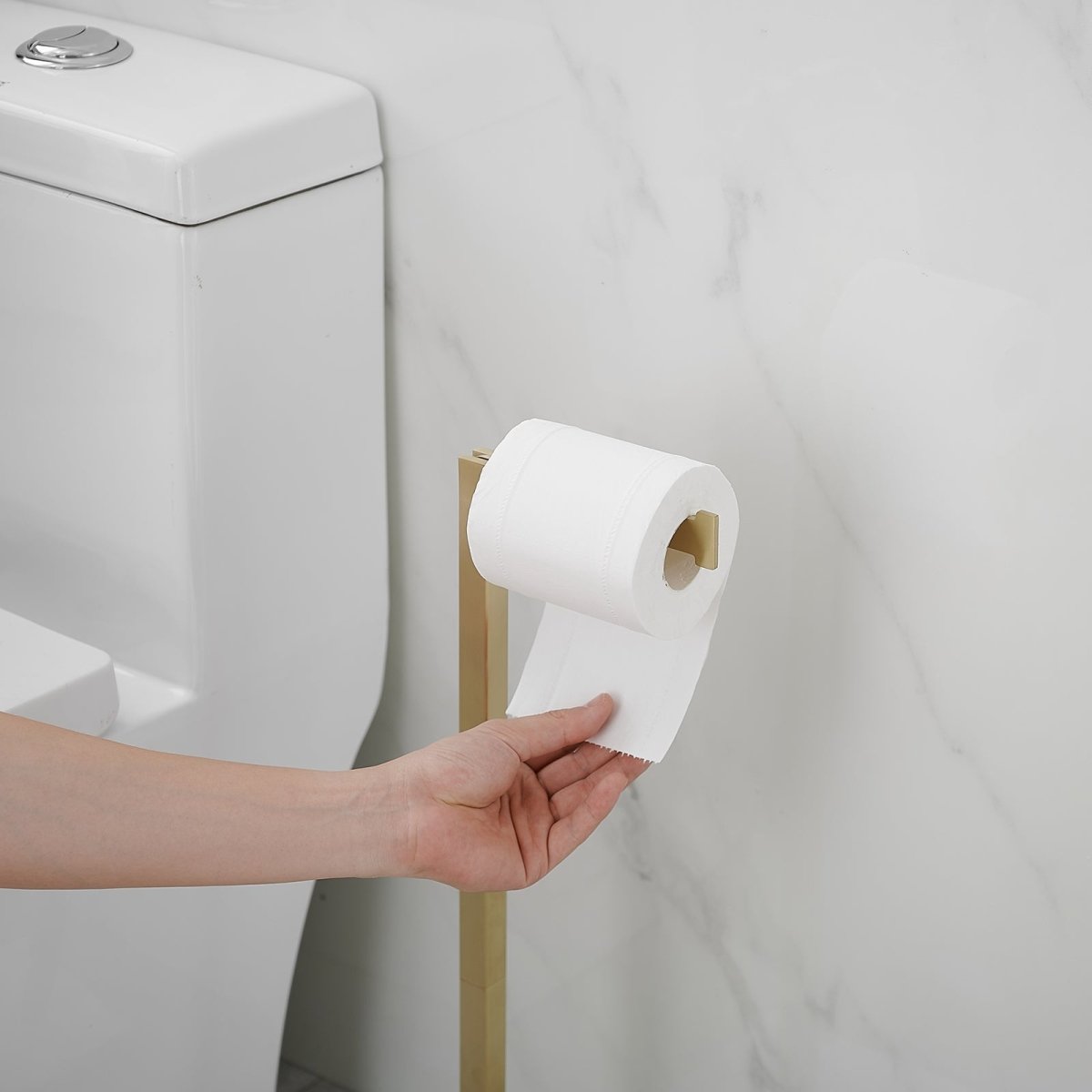 Toilet Paper Holder with Natural Marble Base Brushed Gold - buyfaucet.com