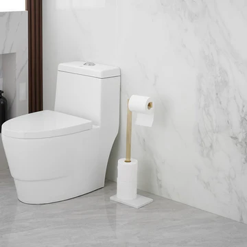 Toilet Paper Holder with Natural Marble Base Brushed Gold - buyfaucet.com