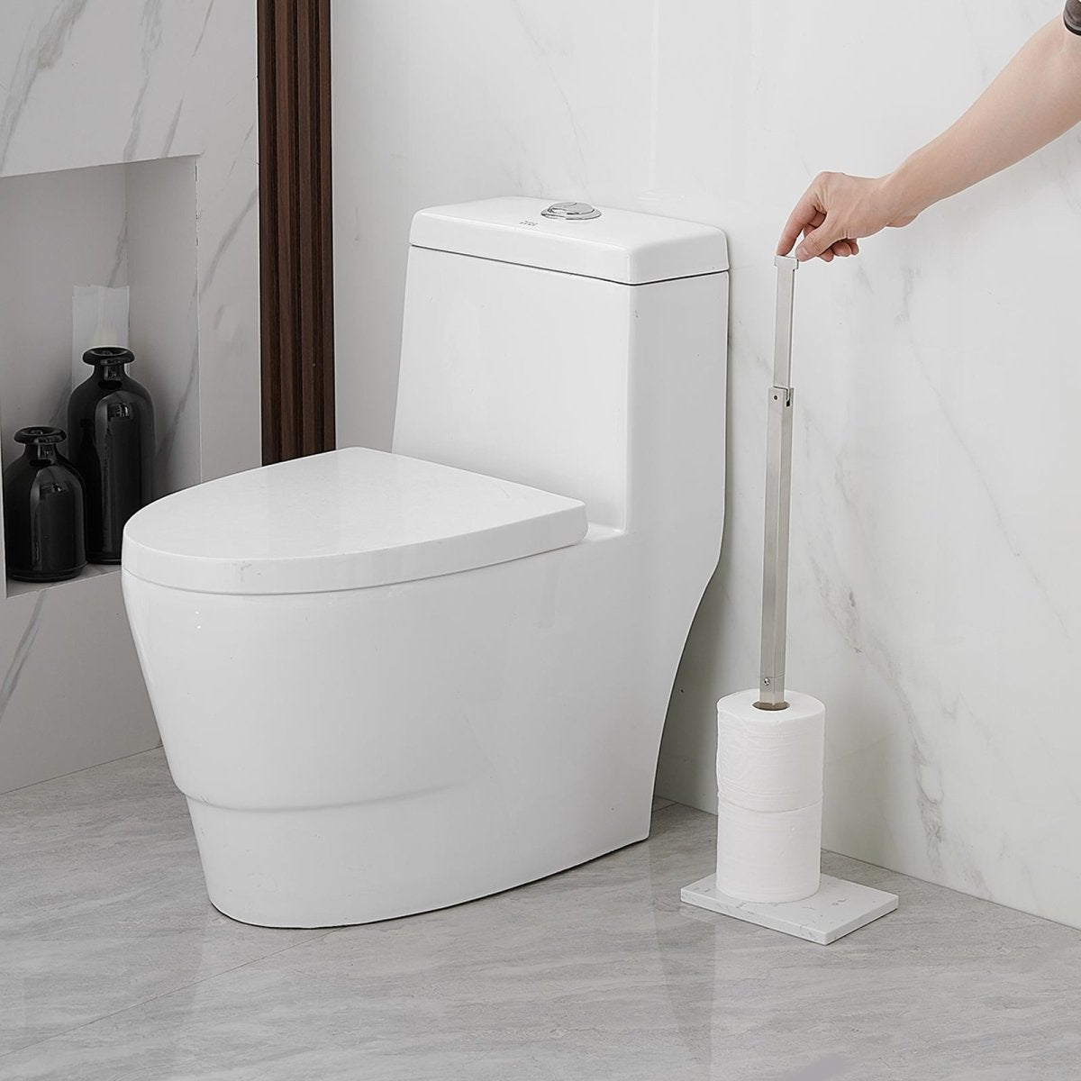 Toilet Paper Holder with Natural Marble Base Brushed Nickel - buyfaucet.com