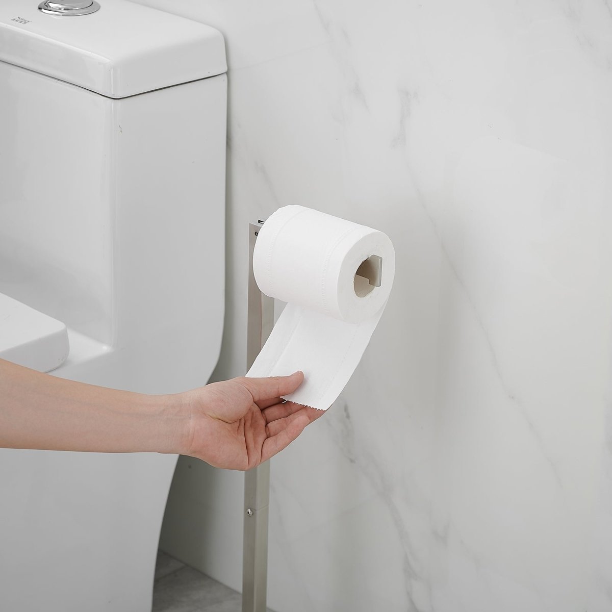 Toilet Paper Holder with Natural Marble Base Brushed Nickel - buyfaucet.com