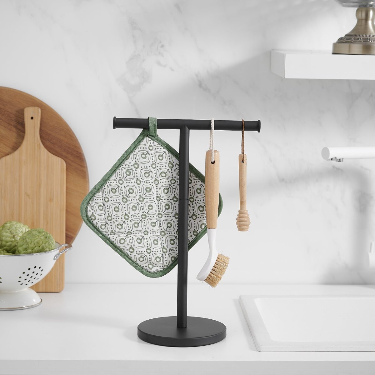 Toilet Paper Holder with Steady T-Shape Towel Rack in Black - buyfaucet.com