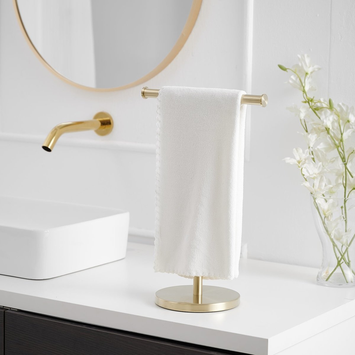 Toilet Paper Holder with Steady T-Shape Towel Rack in Gold - buyfaucet.com