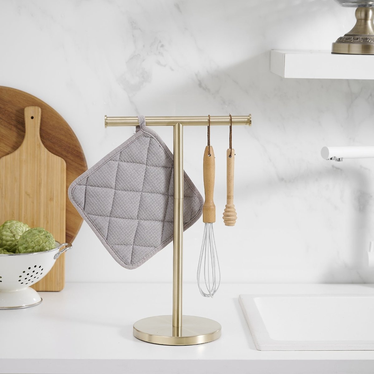 Toilet Paper Holder with Steady T-Shape Towel Rack in Gold - buyfaucet.com
