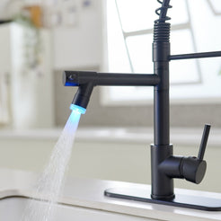 Touch On Deck Mount Pull Down Sprayer Kitchen Faucet Black - buyfaucet.com