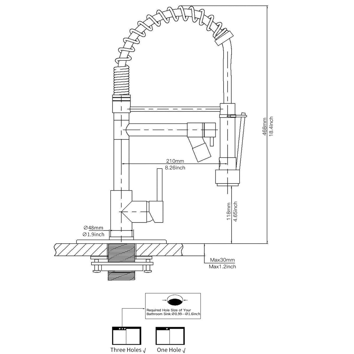 Touch On Deck Mount Pull Down Sprayer Kitchen Faucet Black - buyfaucet.com