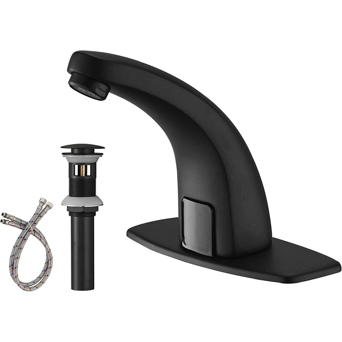 Touchless Bathroom Faucet with Deckplate & Drain Black - buyfaucet.com