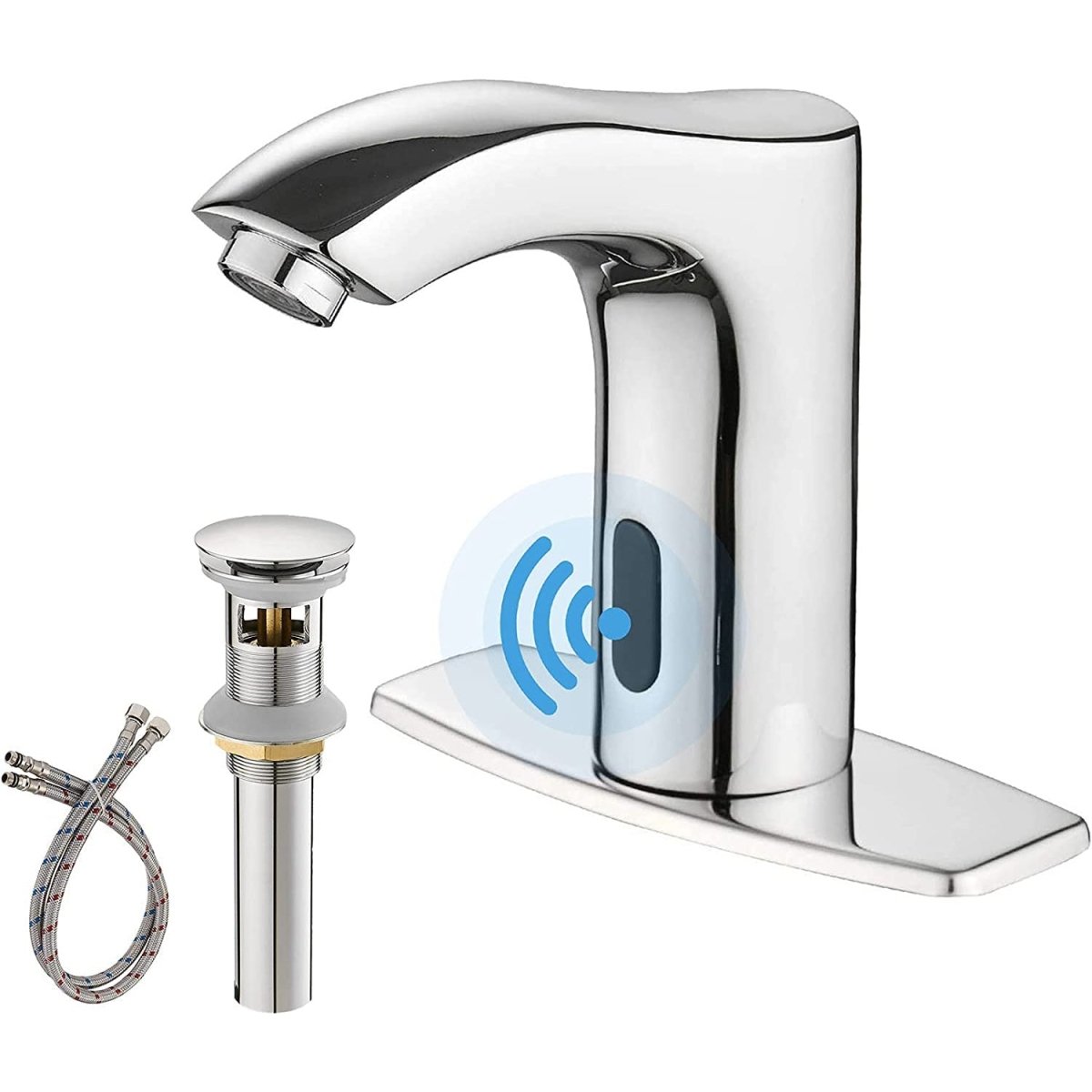 Touchless Bathroom Faucet With Deckplate Drain Chrome-1 - buyfaucet.com
