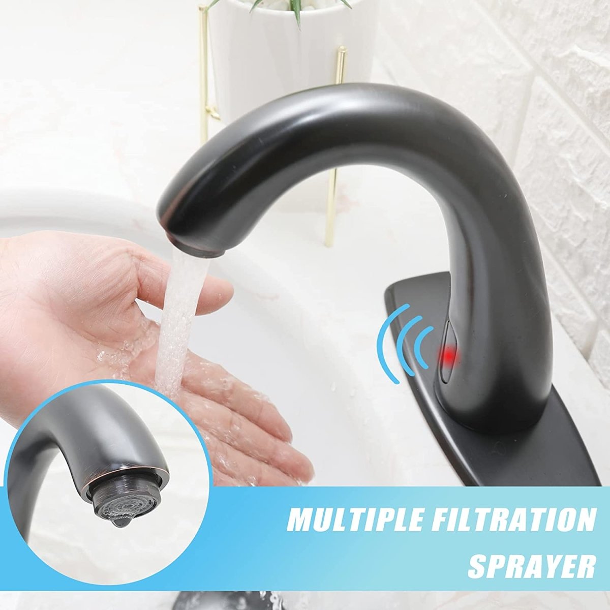 Touchless Bathroom Faucet with Deckplate Oil Rubbed Bronze - buyfaucet.com