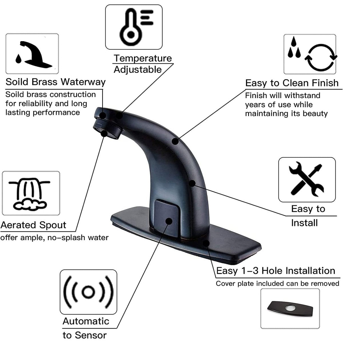 Touchless Bathroom Faucet with Drain Oil Rubbed Bronze - buyfaucet.com