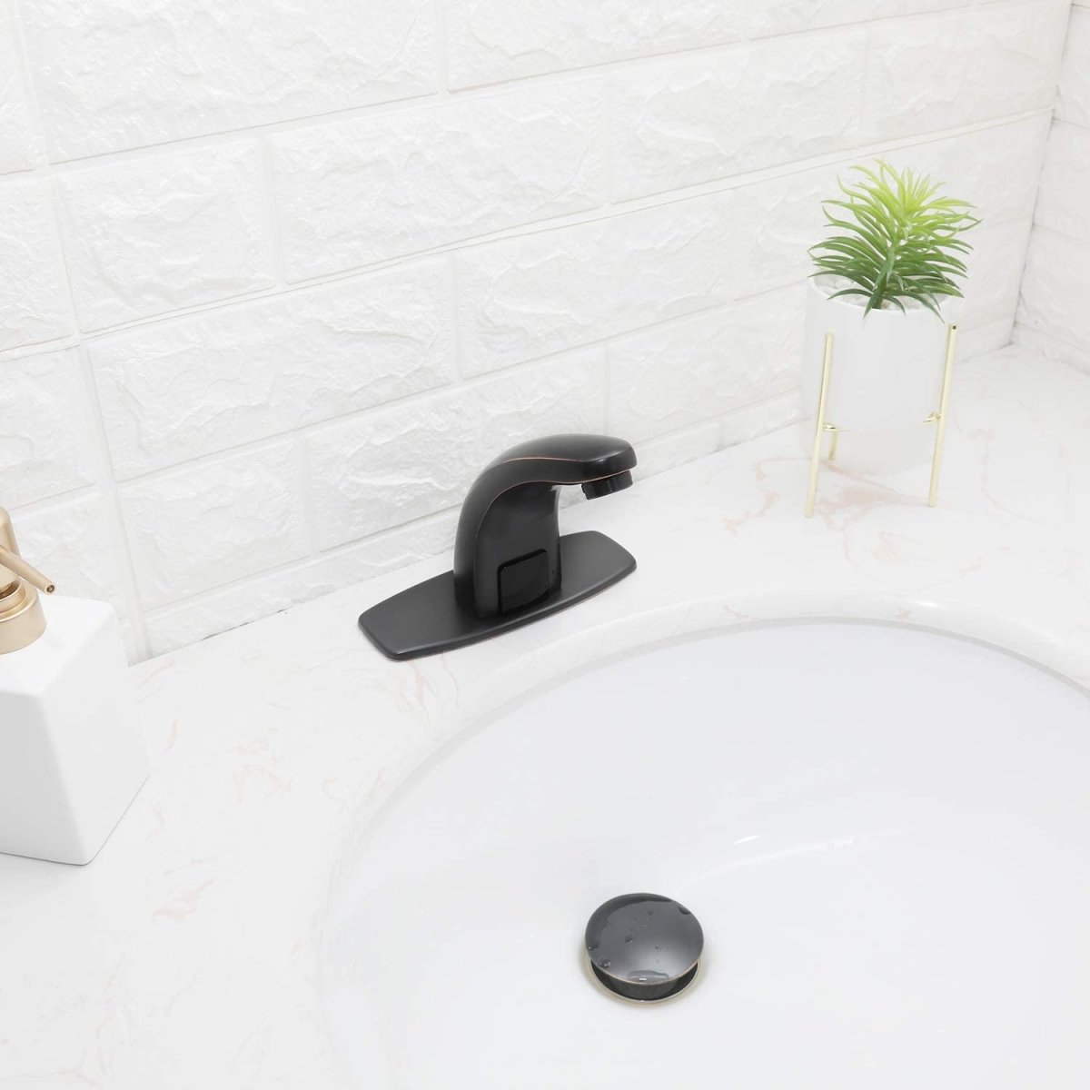 Touchless Bathroom Faucet with Drain Oil Rubbed Bronze - buyfaucet.com
