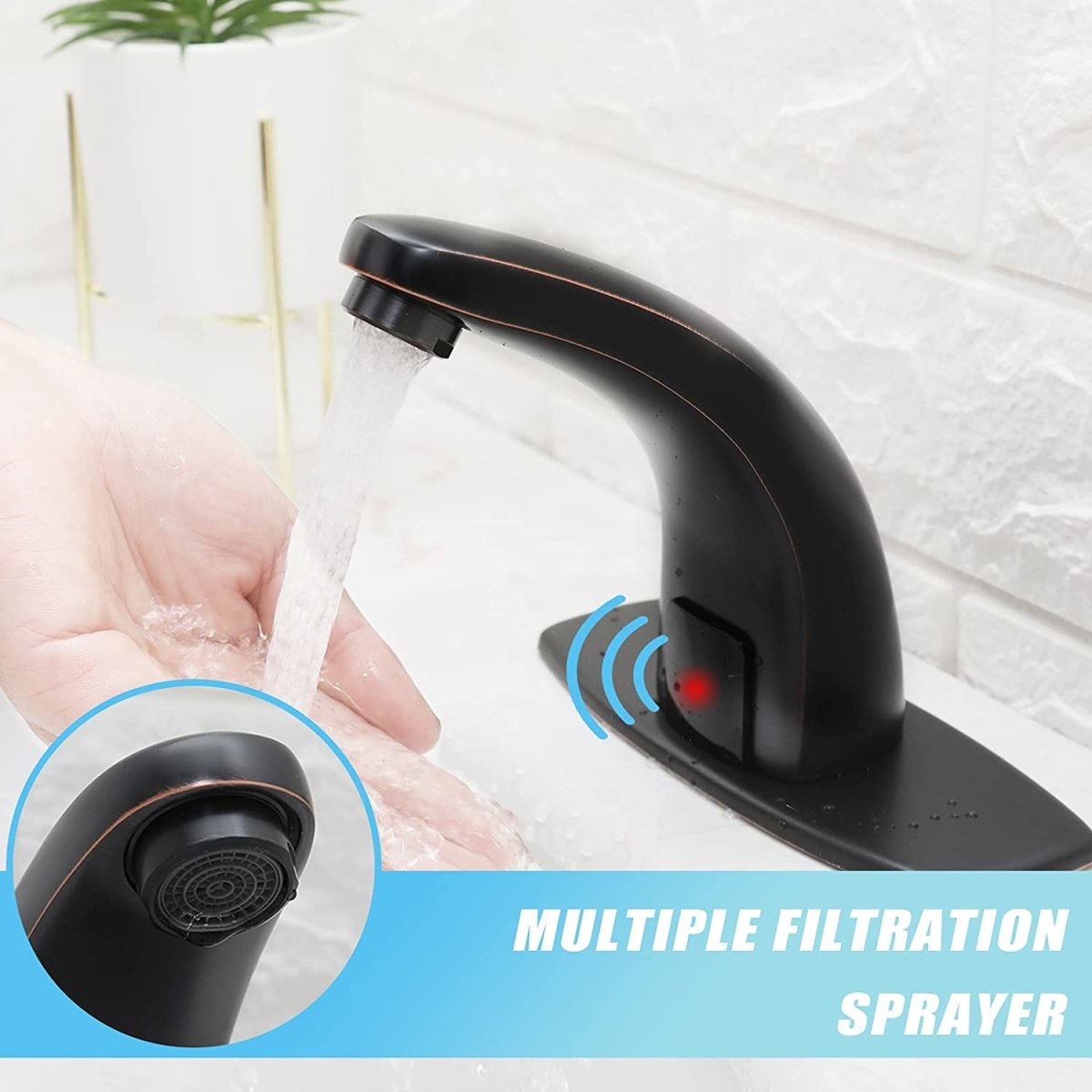 Touchless Bathroom Faucet with Drain Oil Rubbed Bronze - buyfaucet.com