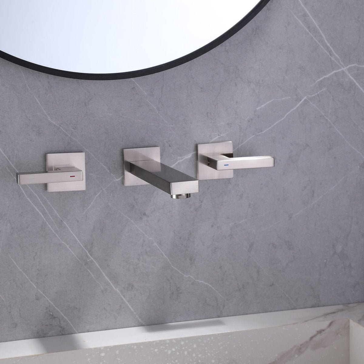 Two Handle Wall Mounted Bathroom Faucet Brushed Nickel - buyfaucet.com