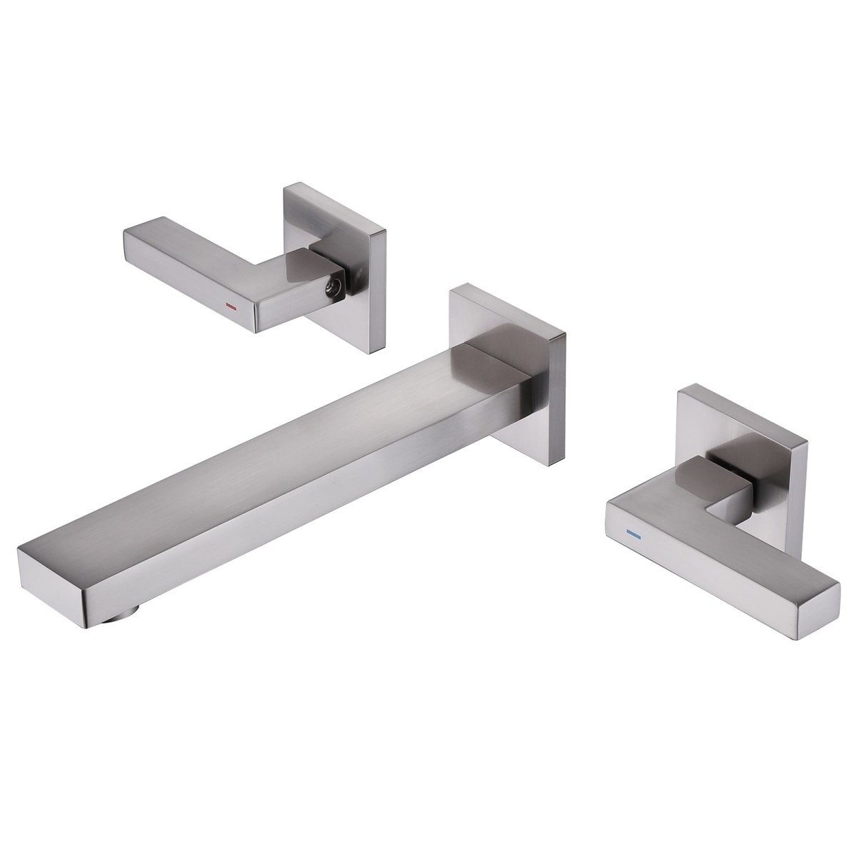 Two Handle Wall Mounted Bathroom Faucet Brushed Nickel - buyfaucet.com