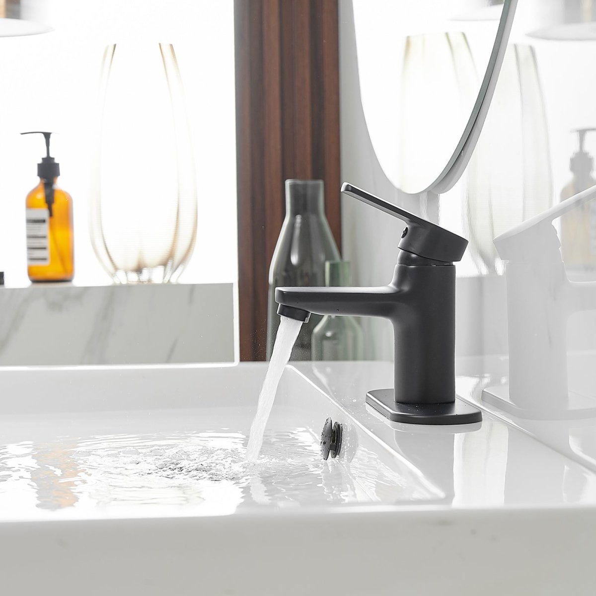 Vanity Bathroom Sink Faucet with Pop Up Drain Matte Black - buyfaucet.com