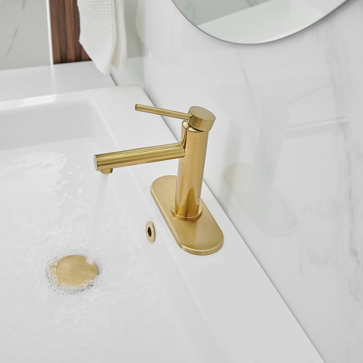 Vanity Single Handle with Supply Hose Bathroom Faucets Gold - buyfaucet.com
