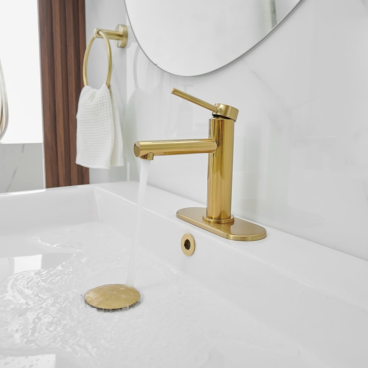 Vanity Single Handle with Supply Hose Bathroom Faucets Gold - buyfaucet.com