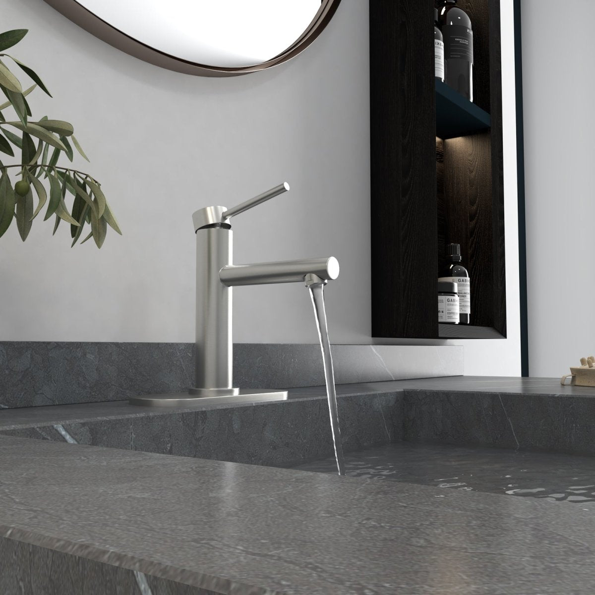 Vanity Single Handle with Supply Hose Bathroom Faucets Nickel - buyfaucet.com