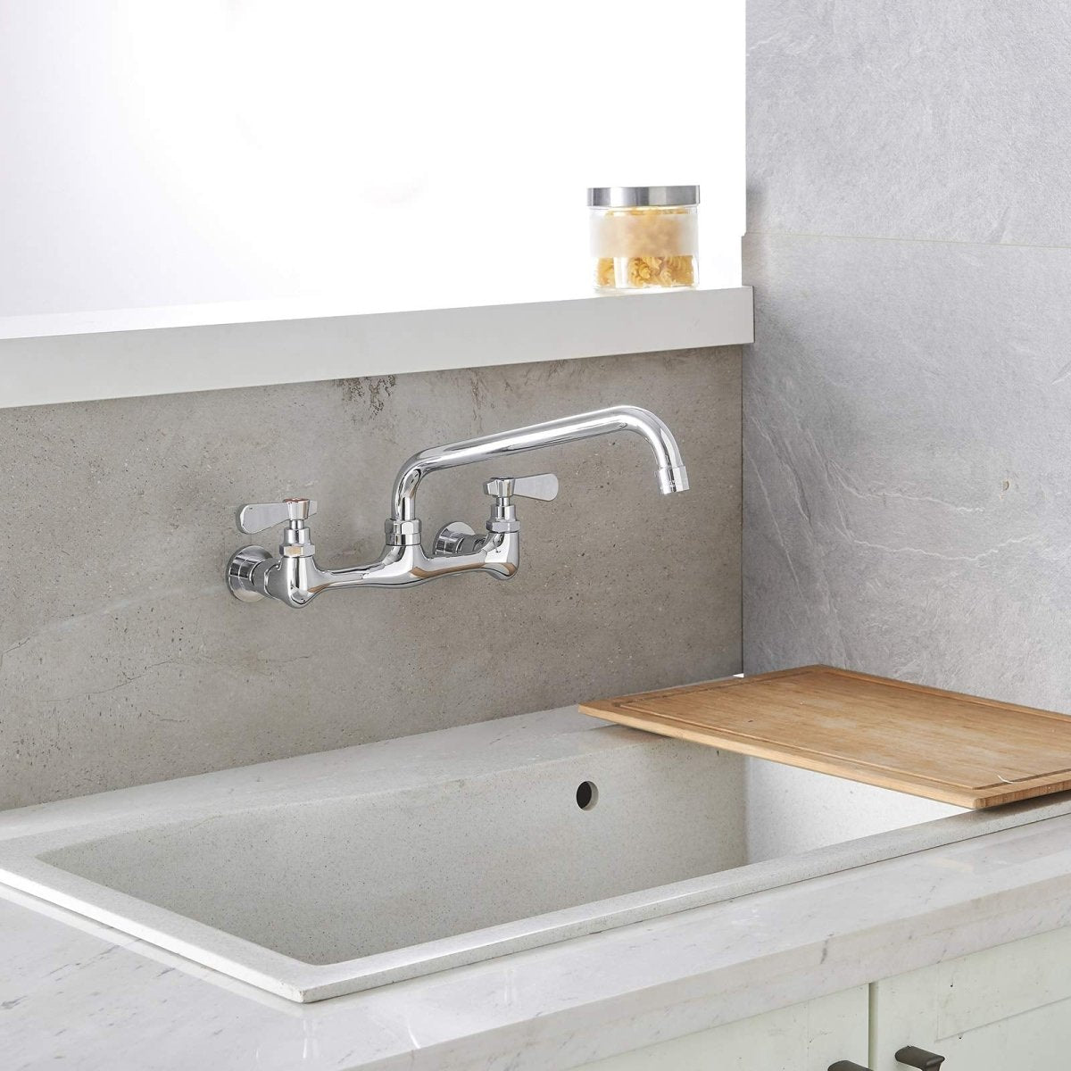 Wall Mount Kitchen Faucet with 10 Inch Swivel Spout Chrome-1 - buyfaucet.com