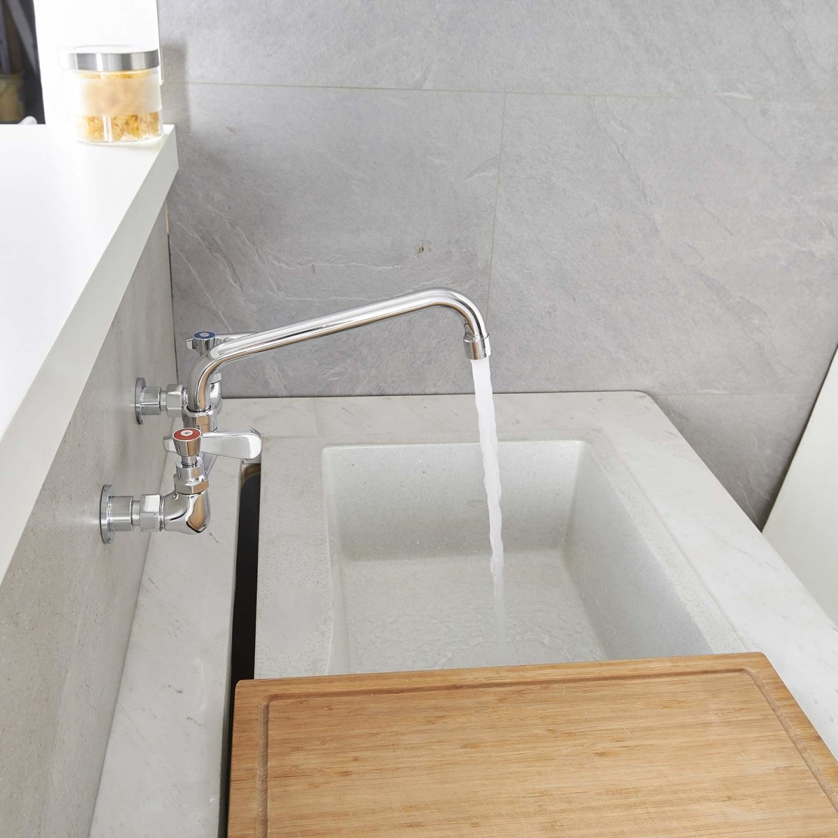 Wall Mount Kitchen Faucet with 10 Inch Swivel Spout Chrome-1 - buyfaucet.com