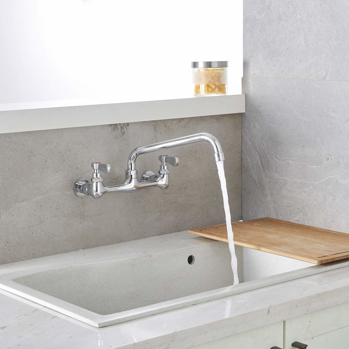 Wall Mount Kitchen Faucet With 10 Inch Swivel Spout Chrome - buyfaucet.com