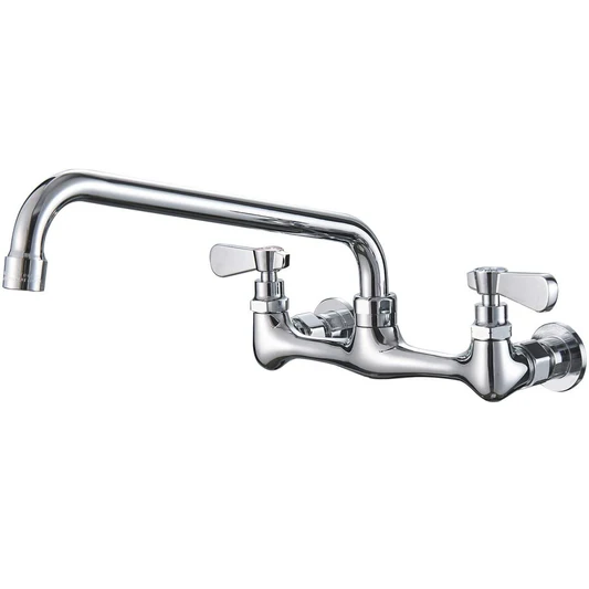 Wall Mount Kitchen Faucet with 12 Inch Swivel Spout Chrome-1 - buyfaucet.com