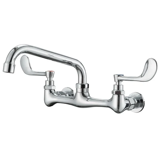 Wall Mount Kitchen Faucet with 8 in Swivel Spout Chrome - buyfaucet.com