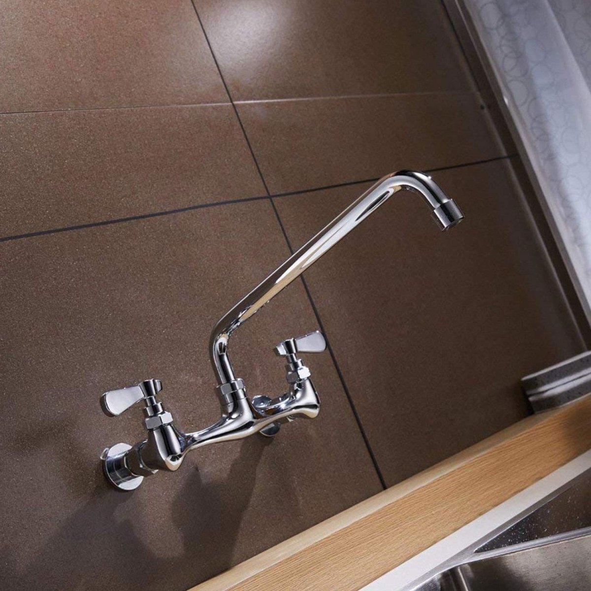 Wall Mount Kitchen Faucet with 8 Inch Swivel Spout Chrome-1 - buyfaucet.com