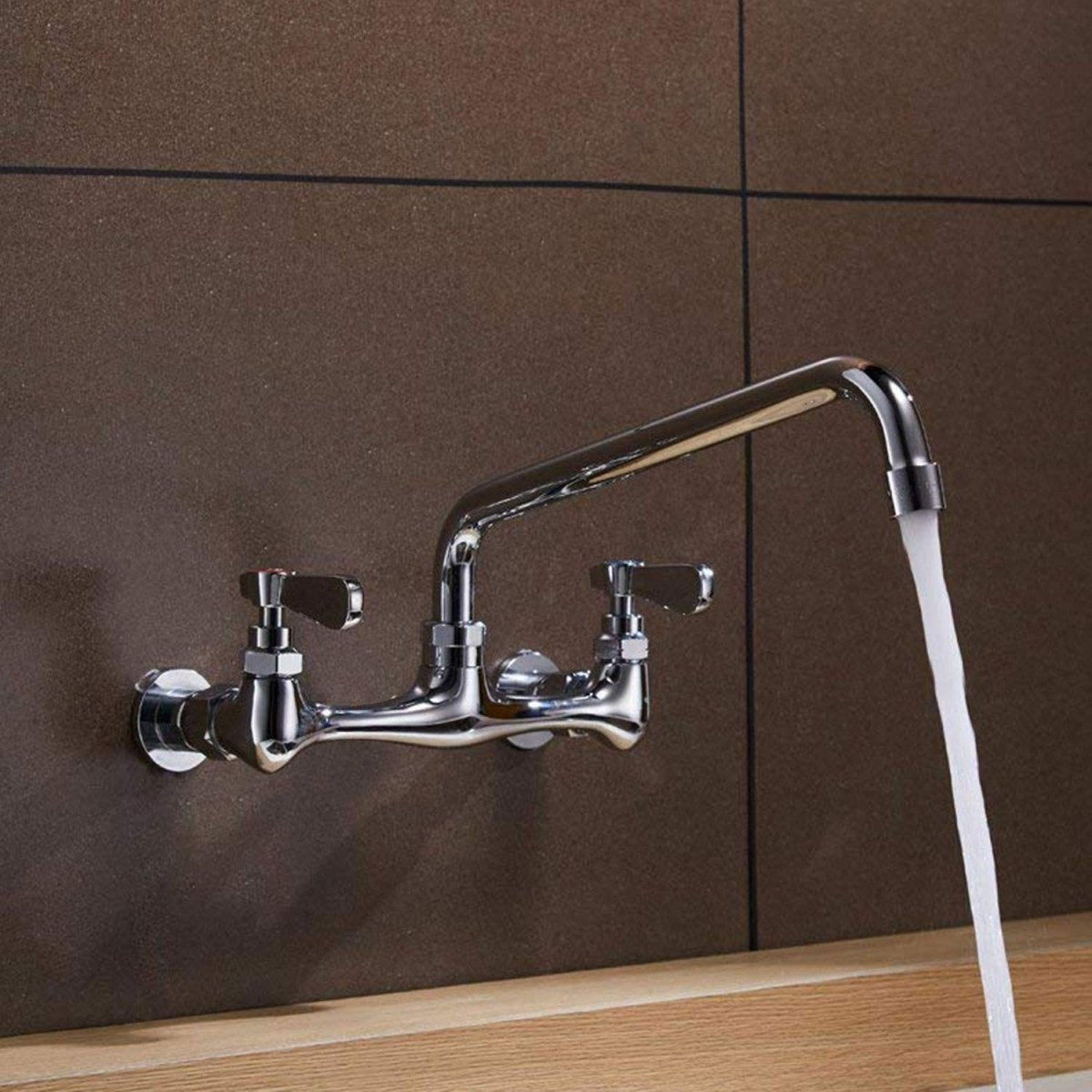 Wall Mount Kitchen Faucet with 8 Inch Swivel Spout Chrome-1 - buyfaucet.com