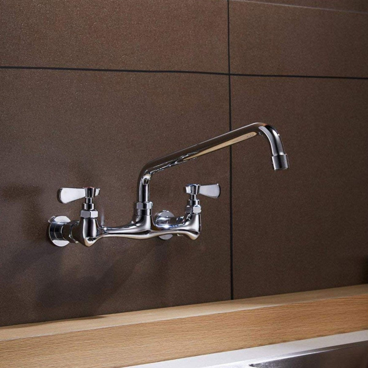 Wall Mount Kitchen Faucet with 8 Inch Swivel Spout Chrome-1 - buyfaucet.com