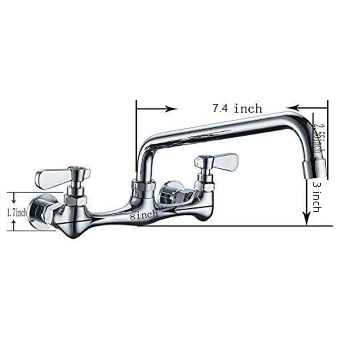 Wall Mount Kitchen Faucet with 8 Inch Swivel Spout Chrome-1 - buyfaucet.com