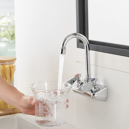 Wall Mount Kitchen Faucet With Swivel Spout 4 Chrome - buyfaucet.com