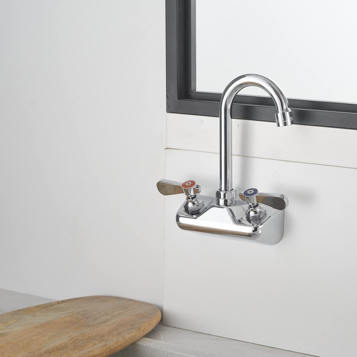 Wall Mount Kitchen Faucet With Swivel Spout 4 Chrome - buyfaucet.com