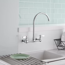 Wall Mount Kitchen Faucet with Swivel Spout 8 Chrome - buyfaucet.com