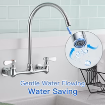 Wall Mount Kitchen Faucet with Swivel Spout 8 Chrome - buyfaucet.com