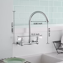 Wall Mount Kitchen Faucet with Swivel Spout 8 Chrome - buyfaucet.com