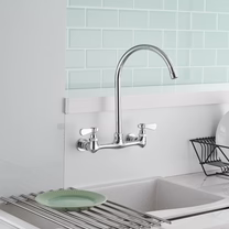 Wall Mount Kitchen Faucet with Swivel Spout 8 Chrome - buyfaucet.com