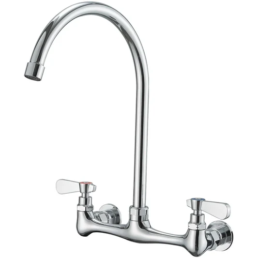 Wall Mount Kitchen Faucet with Swivel Spout 8 Chrome - buyfaucet.com