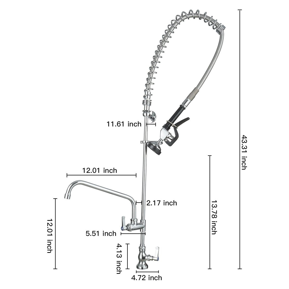 Wall Mount Pre-Rinse Spray Utility Kitchen Faucet Chrome - buyfaucet.com