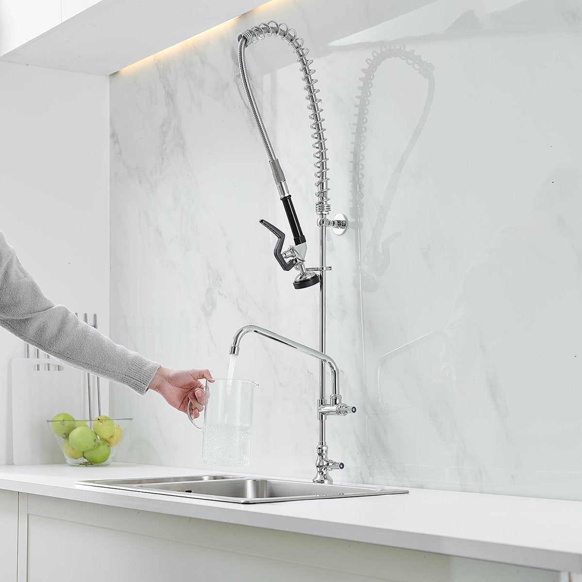 Wall Mount Pre-Rinse Spray Utility Kitchen Faucet Chrome - buyfaucet.com