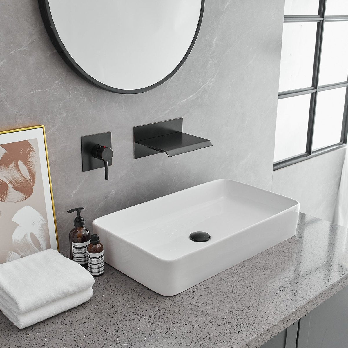 Wall Mount Spout Waterfall Bathroom Faucet Oil Rubbed Bronze - buyfaucet.com
