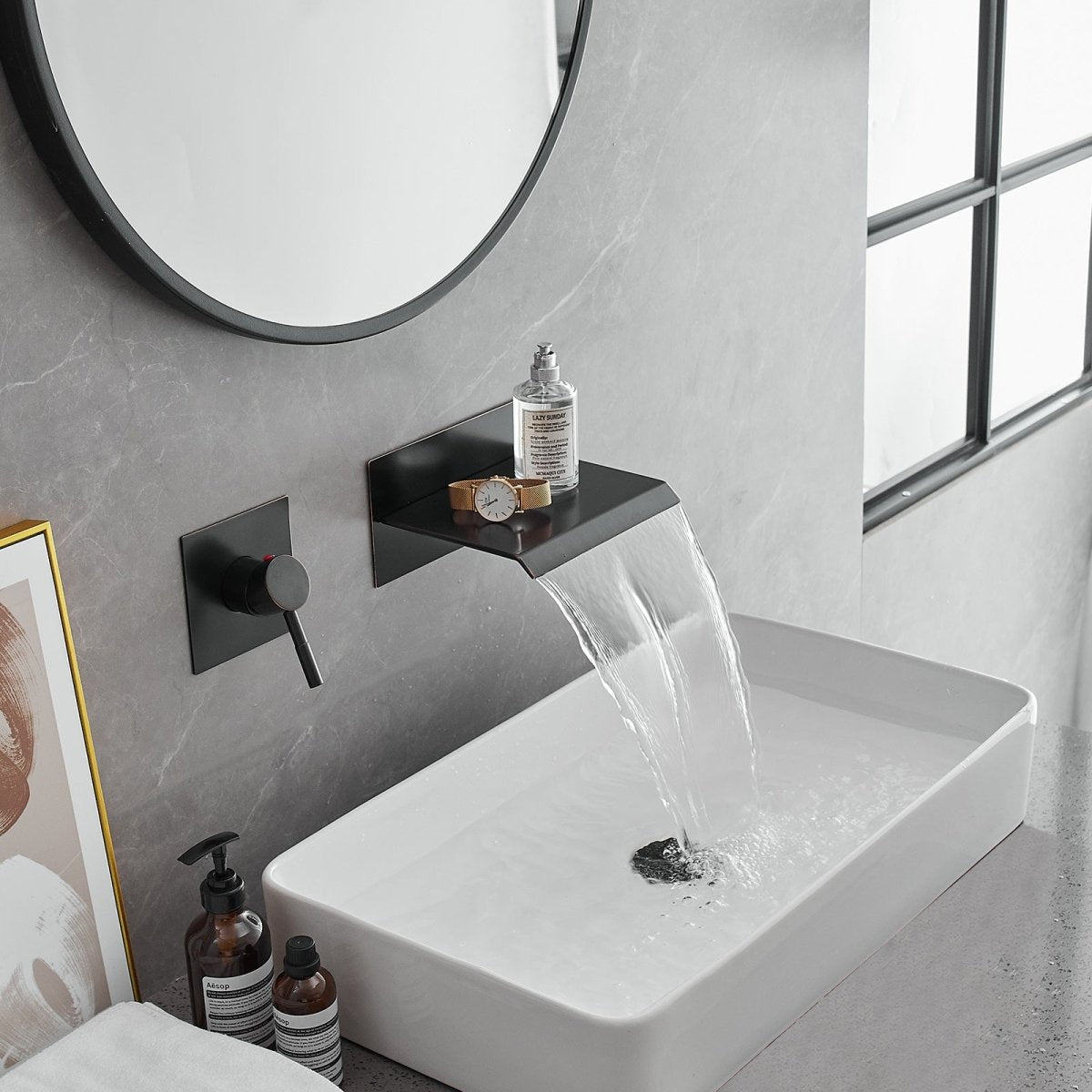 Wall Mount Spout Waterfall Bathroom Faucet Oil Rubbed Bronze - buyfaucet.com