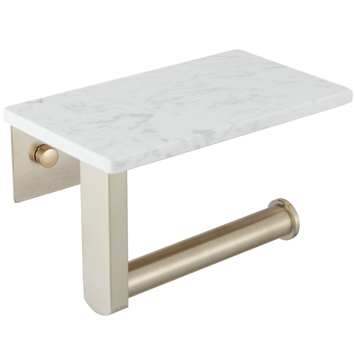 Wall Mount Toilet Paper Holder with Natural Marble Shelf Gold - buyfaucet.com