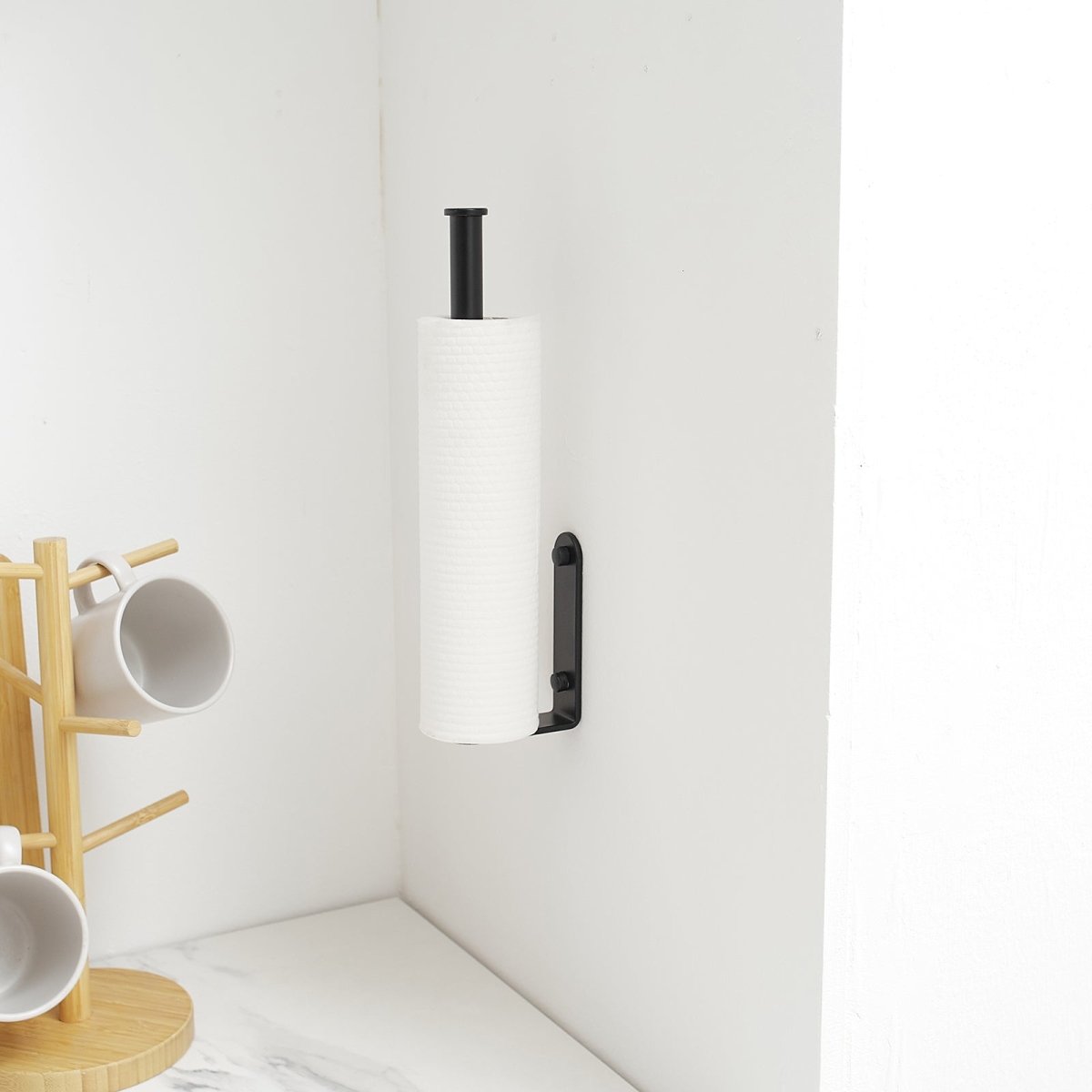 Wall Mount under Cabinet Kitchen Paper Towel Holder Black - buyfaucet.com