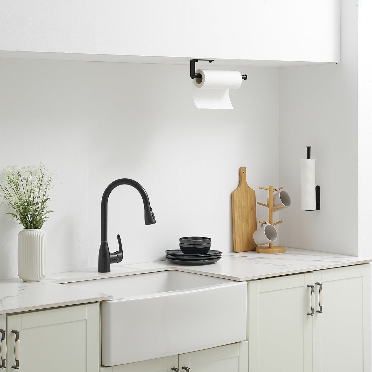 Wall Mount under Cabinet Kitchen Paper Towel Holder Black - buyfaucet.com