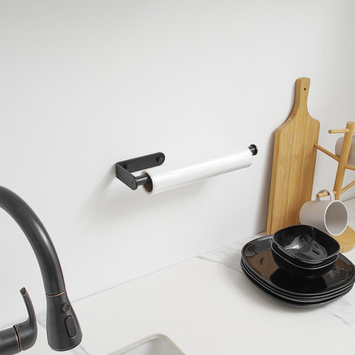 Wall Mount under Cabinet Kitchen Paper Towel Holder Black - buyfaucet.com