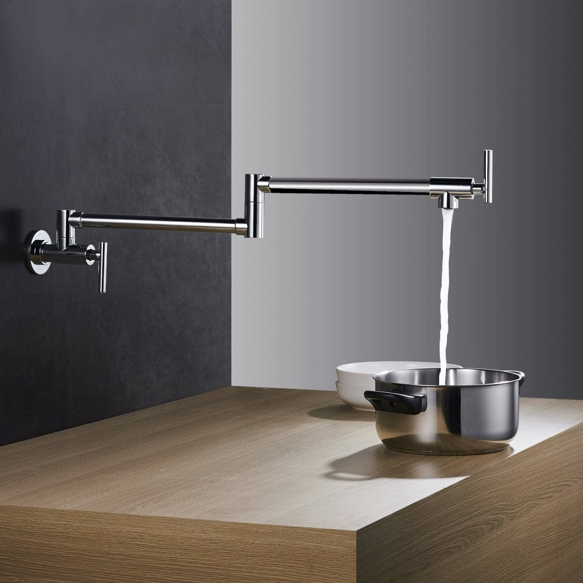Wall Mounted Pot Filler in Polished Chrome - buyfaucet.com