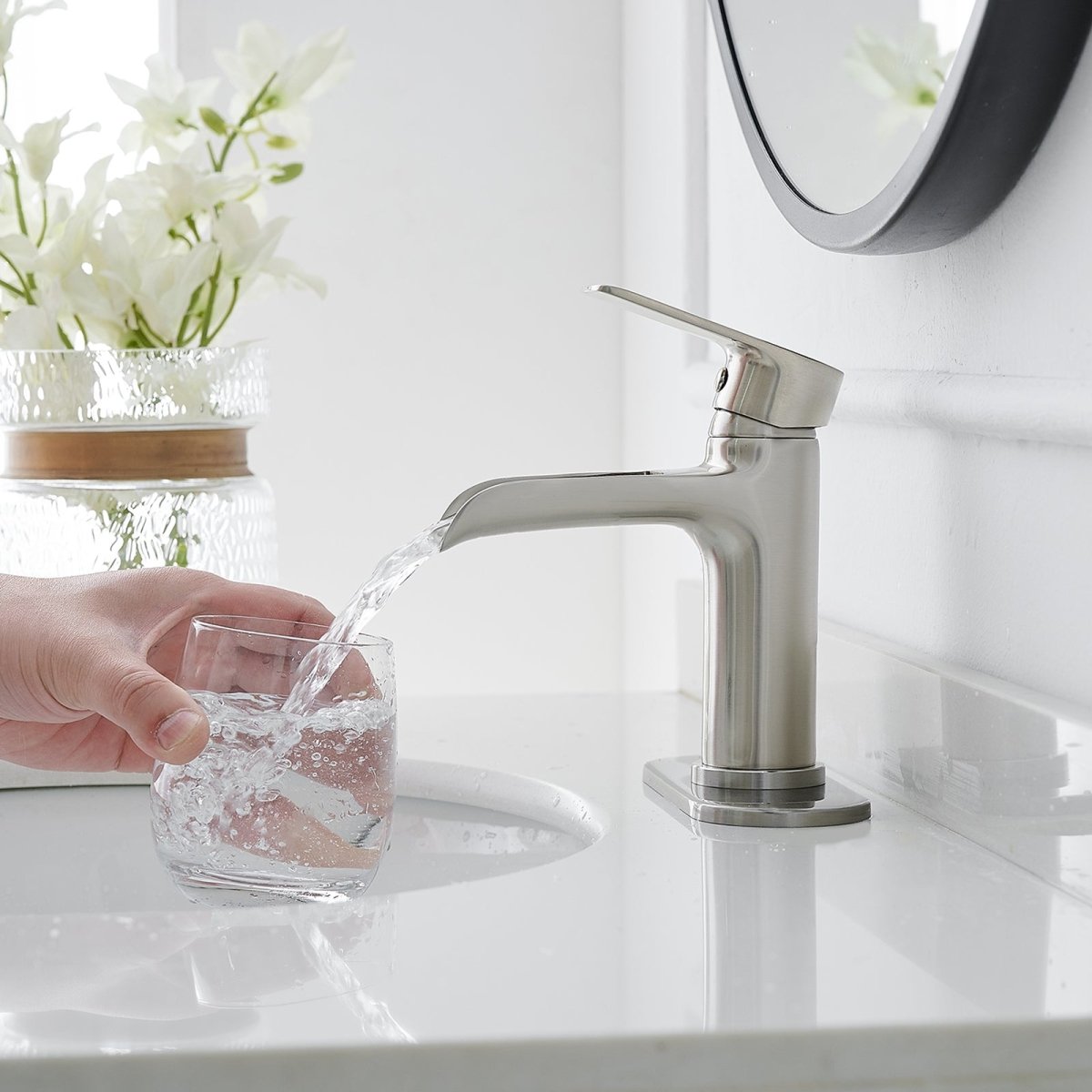 Waterfall Bathroom Faucet One Hole Faucet Brushed Nickel - buyfaucet.com